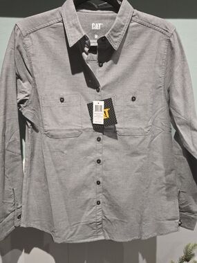 Catipillar Womens Charcoal Gray Work Oxford Workwear Shirt Size Medium NWT